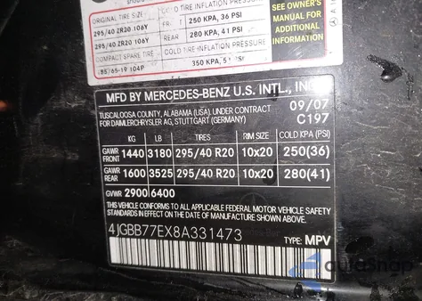 2008 Mercedes-Benz Ml 63 Amg 4Matic from USA, damaged, VIN 4JGBB77EX8A331473